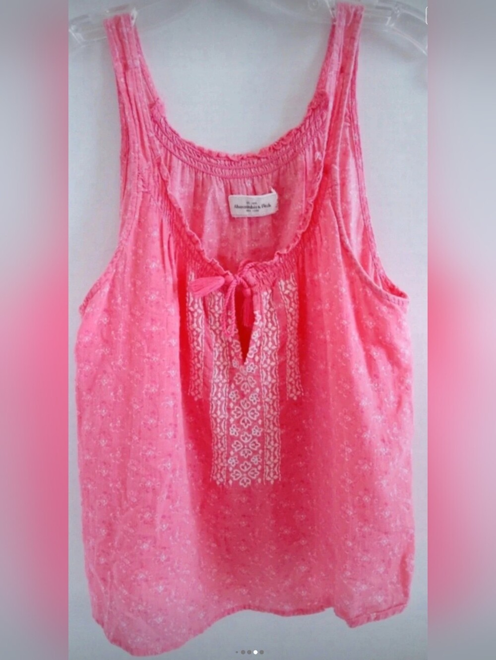 Abercrombie & Fitch Coral Pink Floral Tank with Tassel Tie